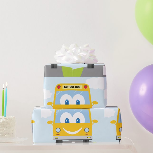 Smiling Yellow School Bus Wrapping Paper (Creator Uploaded)