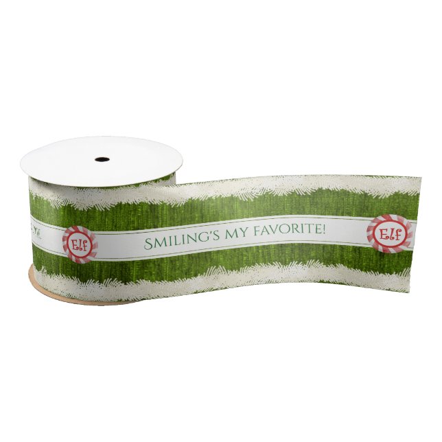 "Smiling's my favorite" Christmas Elf Quote Satin Ribbon (Spool)