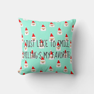 smiling's my favorite elf movie quote santa claus throw pillow