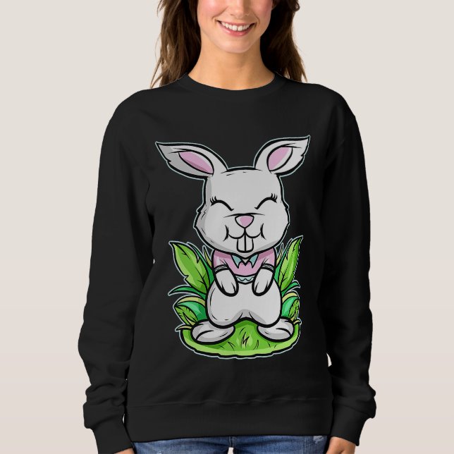 Smilling Easter Bunny With Hare Teeth On Easter Sweatshirt (Front)