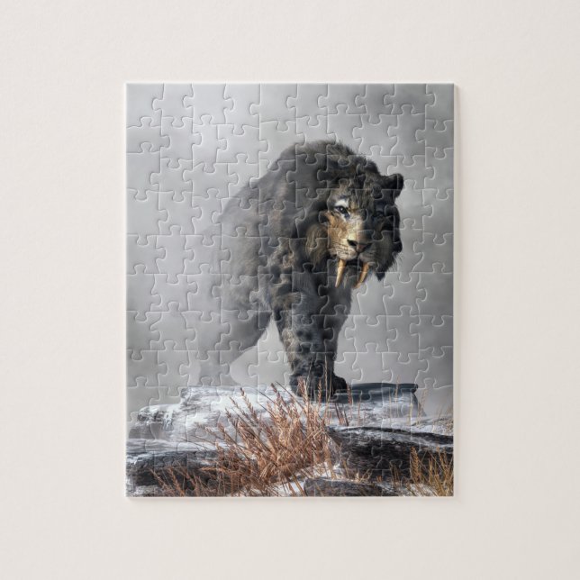 Smilodon Fatalis in Winter Jigsaw Puzzle (Vertical)