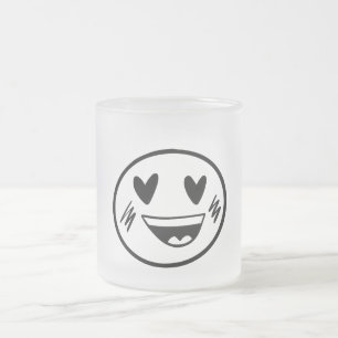 SMILY EMOJI FROSTED GLASS COFFEE MUG