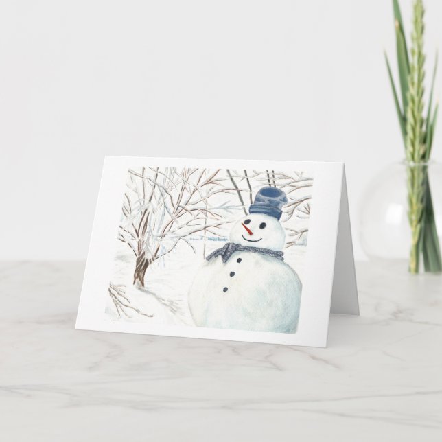Smily Snowman from Reno Watercolor Holiday Card (Front)