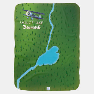 Sminge Lake Denmark travel map Baby Blanket