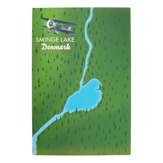 Sminge Lake Denmark travel map Metal Print (Front)