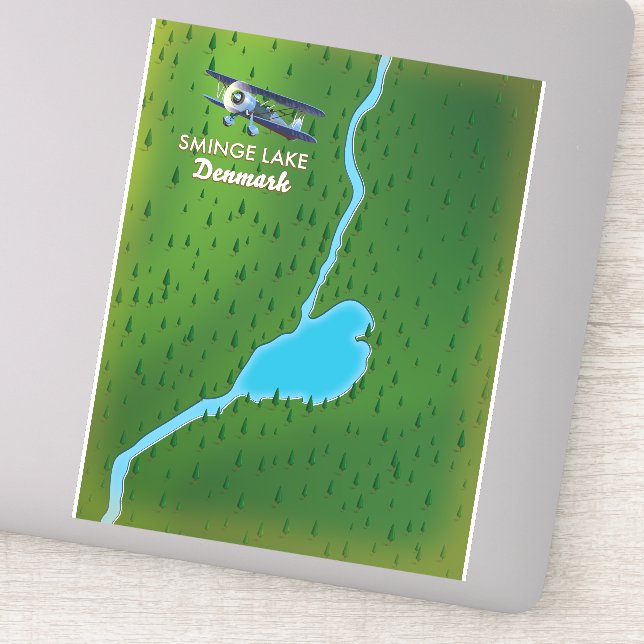 Sminge Lake Denmark travel map Sticker (Detail)