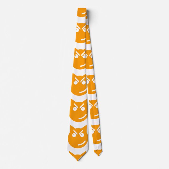 Smirking Emoji Cat Neck Tie (Front)