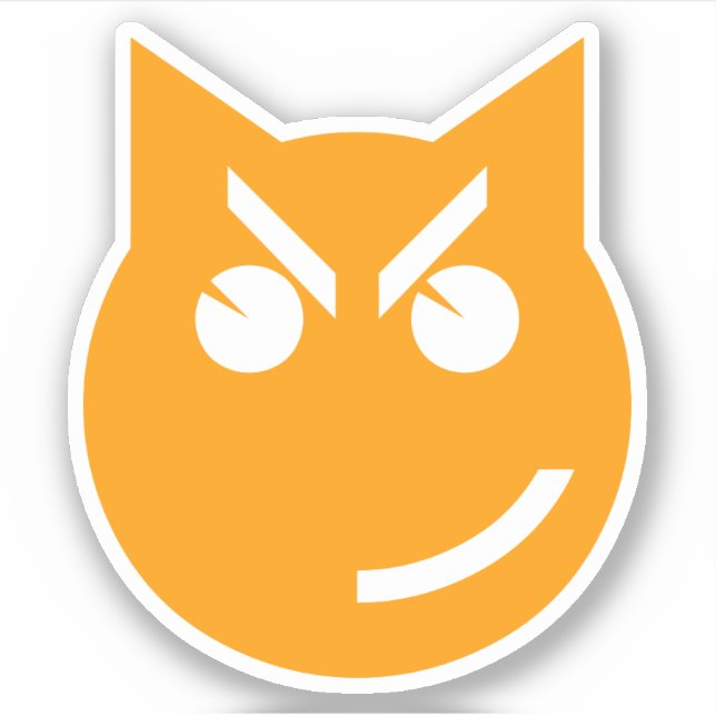 Smirking Emoji Cat Sticker (Front)