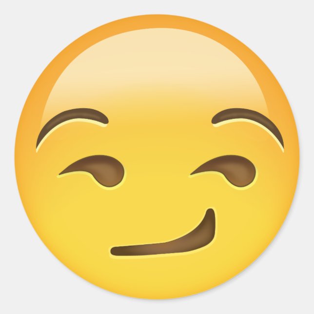 Smirking Face Emoji Classic Round Sticker (Front)