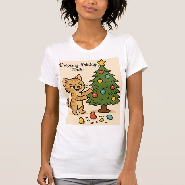 Smirking Kitten Christmas Chaos 2 woman  T-Shirt (Front)