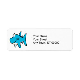 smirking shark cartoon label