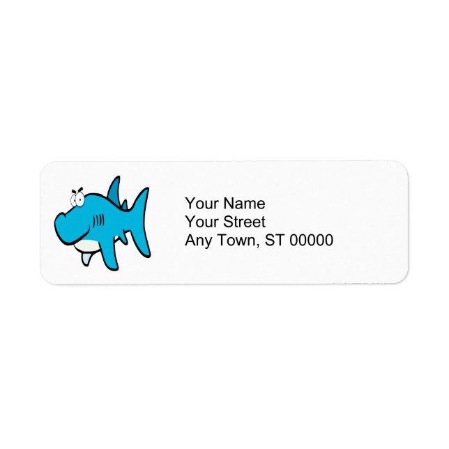 smirking shark cartoon label (Front)