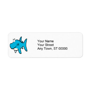 smirking shark cartoon label