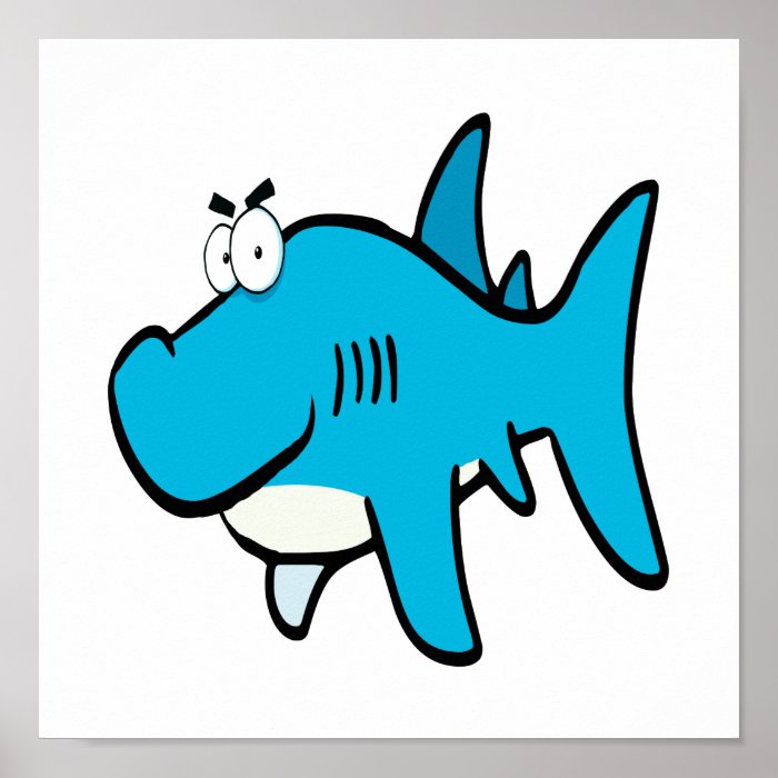 smirking shark cartoon posters