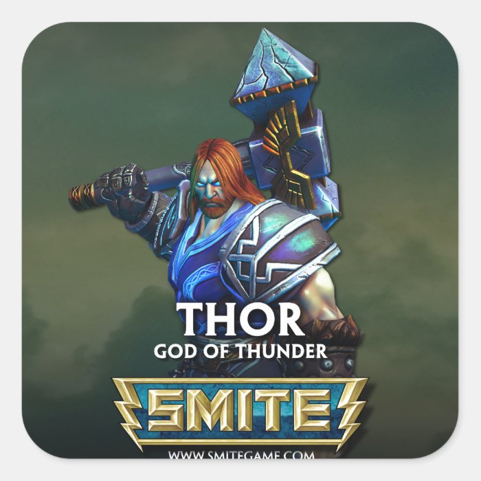 SMITE Thor, God of Thunder Square Stickers