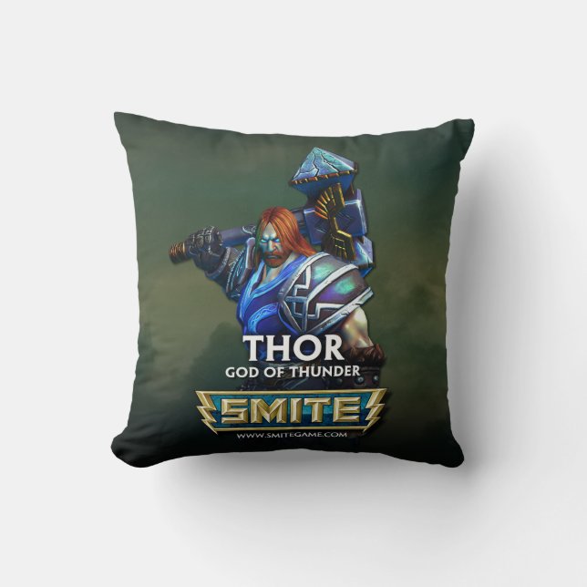 SMITE: Thor, God of Thunder Throw Pillow (Front)