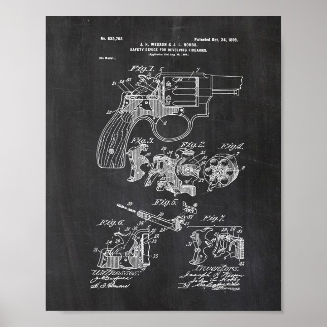Smith and Wesson Hammerless Pistol 1898 Patent Pos Poster (Front)