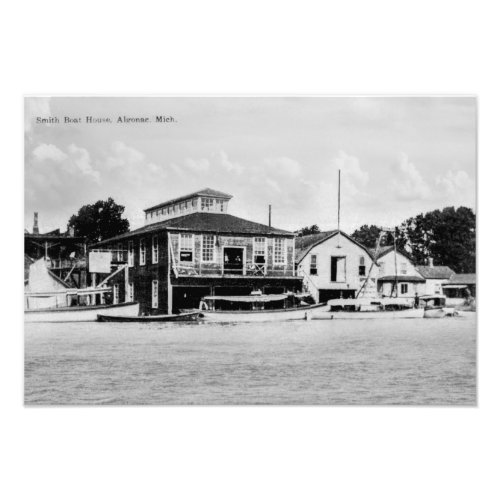 Smith Boat House Algonac Michigan Vintage Photo Print