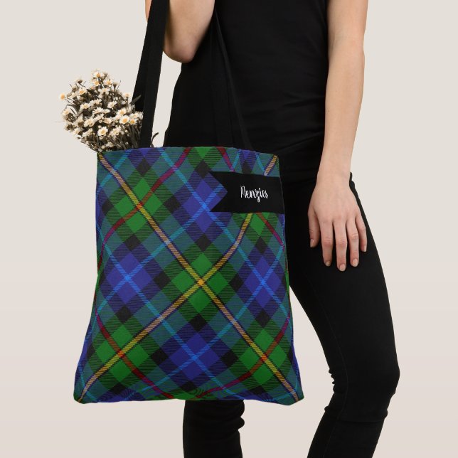 Smith Clan Scottish Tartan Plaid Pattern Tote Bag (Close Up)