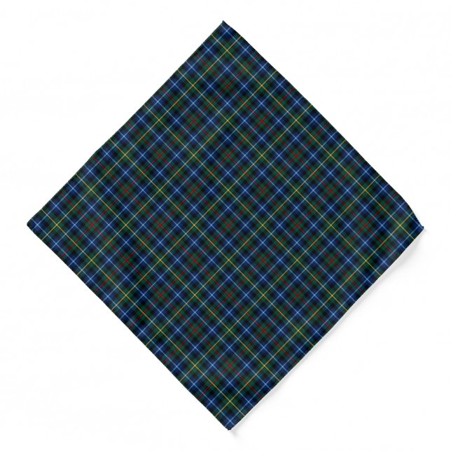 Smith Clan Tartan Royal Blue and Green Plaid Bandana (Front)