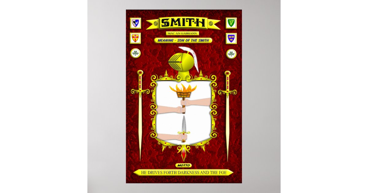 SMITH FAMILY COAT OF ARMS CREST AND SHIELD POSTER Zazzle Smith family coat of arms crest and shield poster zazzle