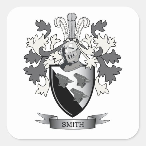 Smith Family Crest Coat of Arms Square Sticker