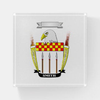 SMITH FAMILY NAME HERALDIC CREST AND SHIELD PAPERWEIGHT