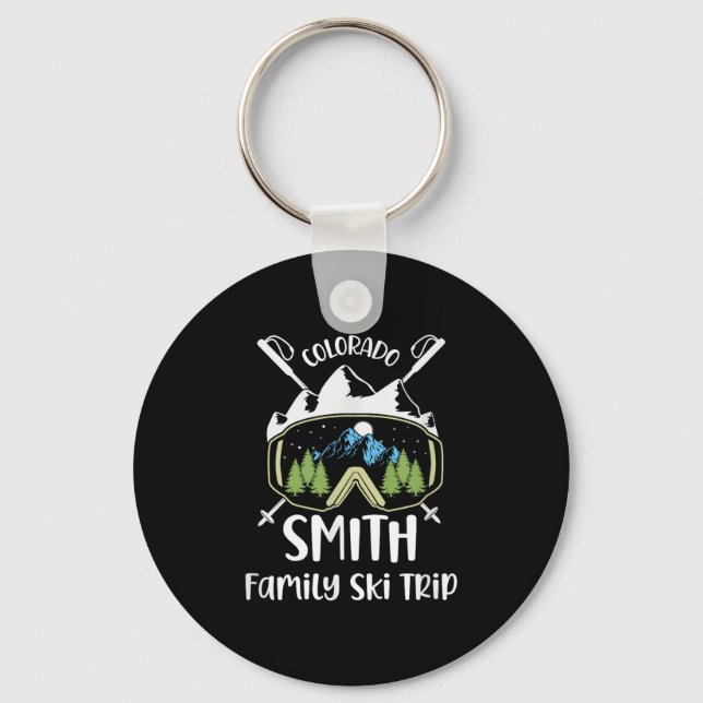 Smith Family Ski Trip Skiing Googles Vacation Matc Keychain (Front)