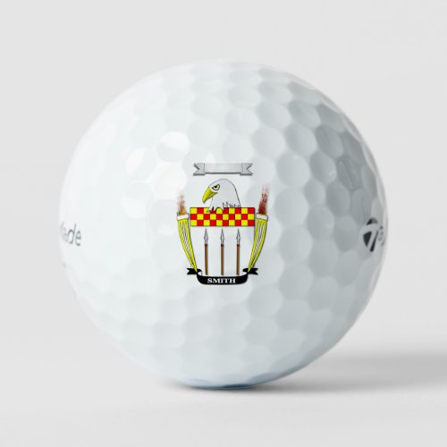 SMITH FAMILY SURNAME CREST AND SHIELD GOLF BALL
