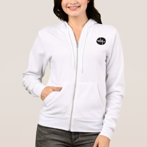 Smith Family womens zip up hoodie with black logo