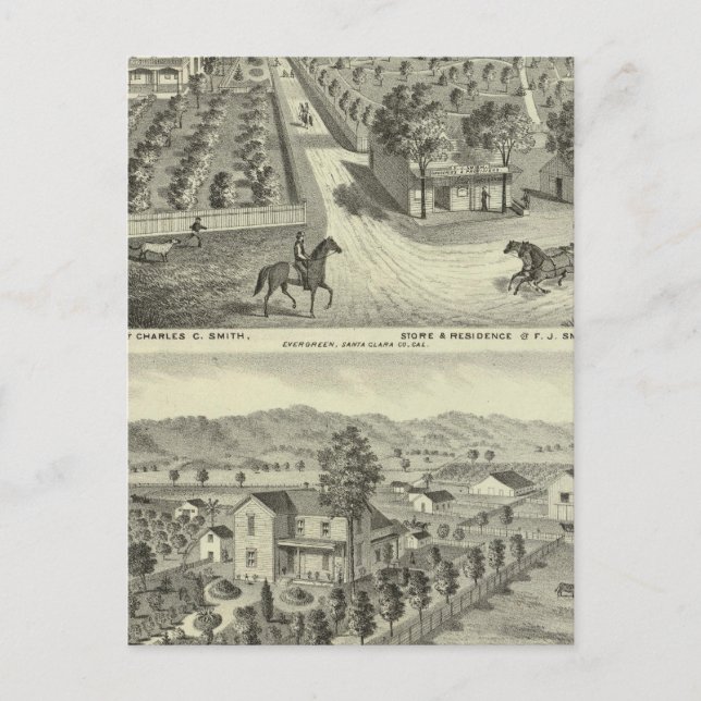 Smith, Herman residences, store Postcard (Front)