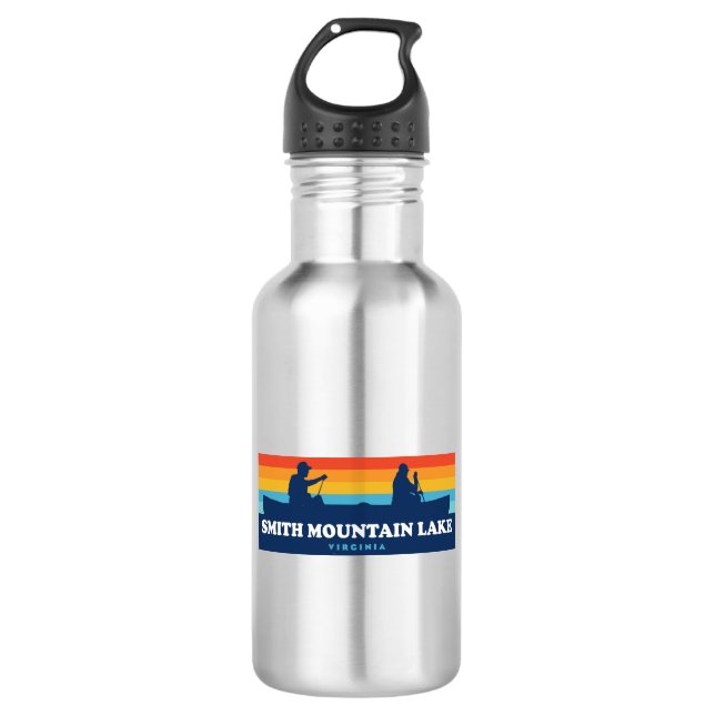 Smith Mountain Lake Virginia Canoe Stainless Steel Water Bottle (Front)
