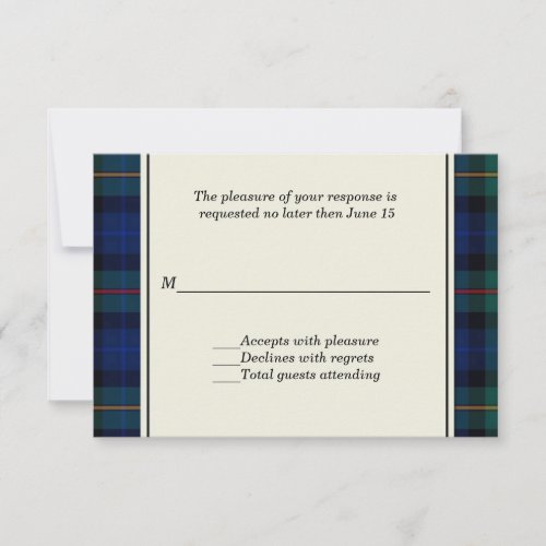 Smith Plaid Custom Wedding RSVP Card