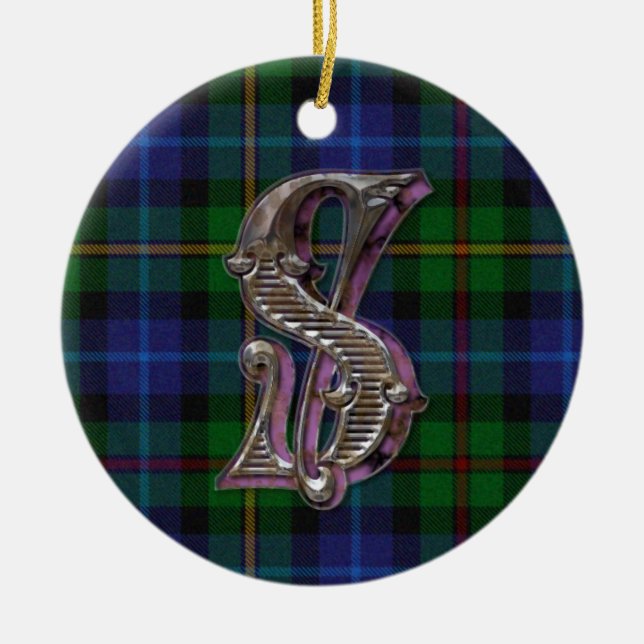 Smith Plaid Monogram ornament (Front)