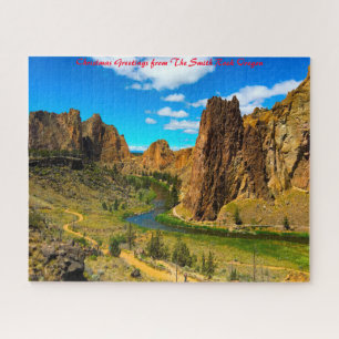 Smith Rock Oregon. Christmas Greetings Jigsaw Puzzle