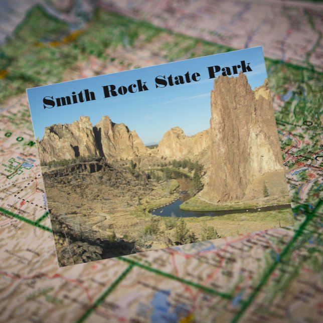 Smith Rock State Park Travel Photo Postcard (In Situ Map)