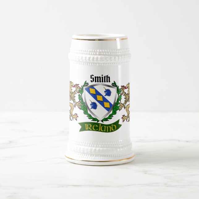 Smith/Smyth Irish Shield Beer Stein (Center)