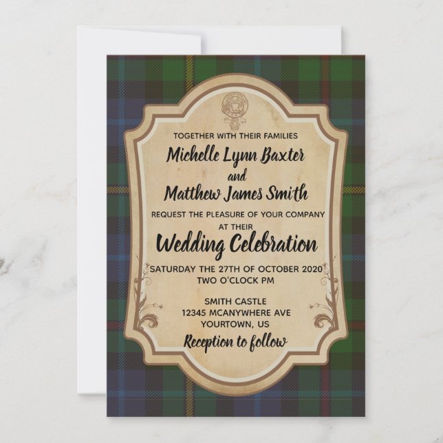 Smith Tartan Wedding Invitation (Front)