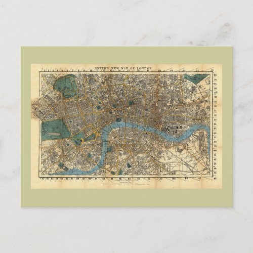 Smiths new map of London 1860 Postcard