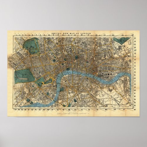 Smiths new map of London 1860 Poster