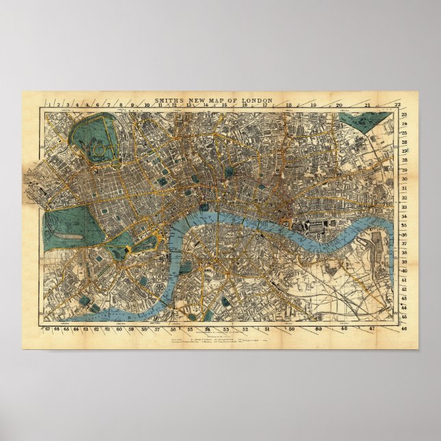 Smith's new map of London 1860 Poster (Front)