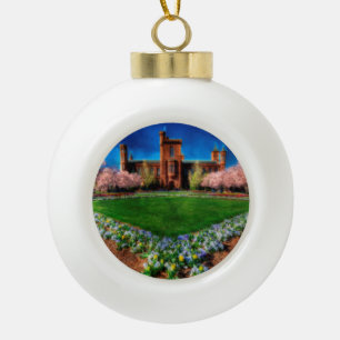 Smithsonian Castle Garden Cherry Blossoms Ceramic Ball Christmas Ornament