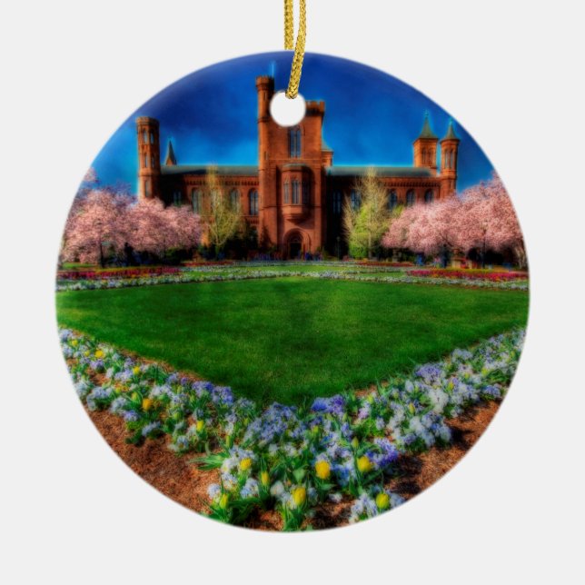 Smithsonian Castle Garden Cherry Blossoms Ceramic Ornament (Front)