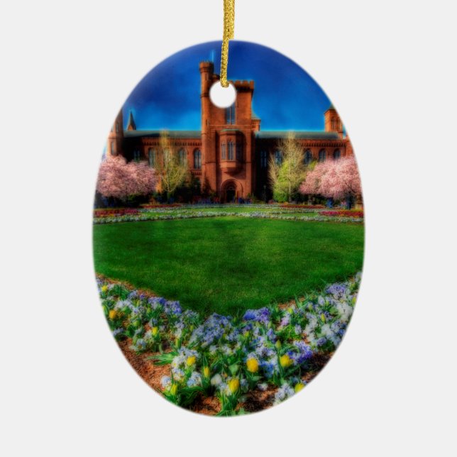 Smithsonian Castle Garden Cherry Blossoms Ceramic Ornament (Front)