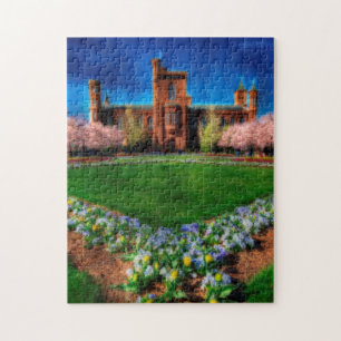 Smithsonian Castle Garden Cherry Blossoms Jigsaw Puzzle