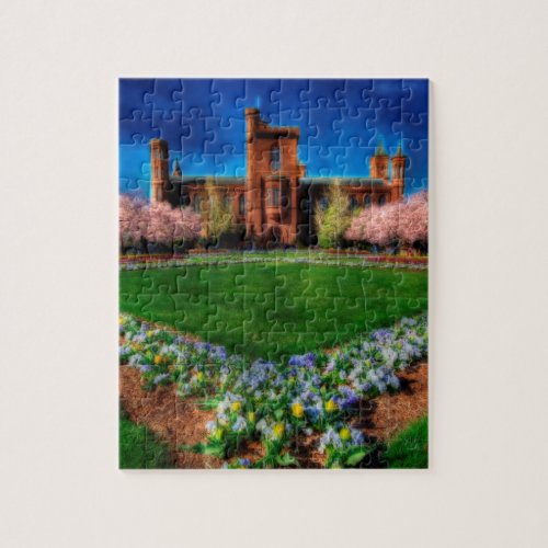 Smithsonian Castle Garden Cherry Blossoms Jigsaw Puzzle