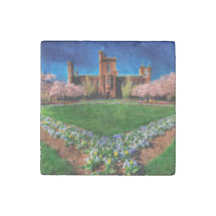 Smithsonian Castle Garden Cherry Blossoms Stone Magnet