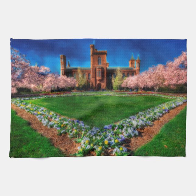 Smithsonian Castle Garden Cherry Blossoms Towel (Horizontal)
