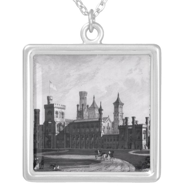 Smithsonian Institution from the South West Silver Plated Necklace (Front)