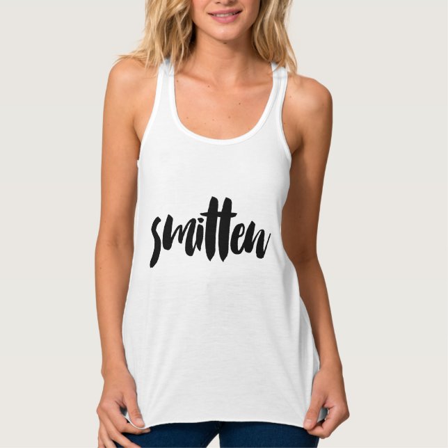 Smitten Black Brush Typography Women's Shirt (Front)